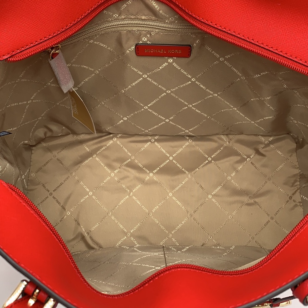 MICHAEL KORS 
Gilly Large Saffiano Leather Tote Bag BRIGHT RED COLOR - Picture 12 of 16